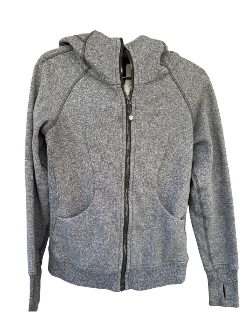 Lululemon Scuba Hoodie Womens Size 6 Heathered Gray Full Zip Jacket Thumbholes